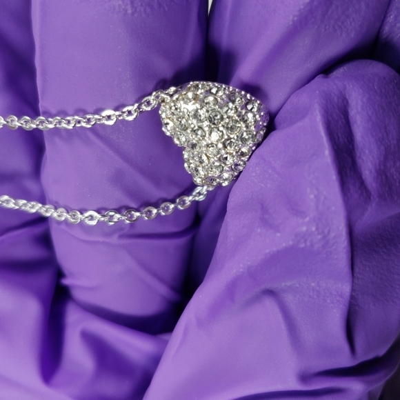 Heart Pendant Necklace – Sterling Silver Overlay - Sparkling Swarovski Crystal - Picture 10 of 11